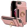 Custodia in pelle per iPhone X / XS con anello multifunzionale, con chiusura a portafoglio verticale (oro rosa)