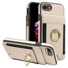 Custodia per iPhone X / XS con anello multifunzione verticale, portafoglio, cover posteriore in pelle (beige)