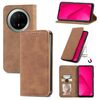Custodia a libro magnetica in pelle con effetto pelle retrò per Huawei Mate 70 Pro+ (marrone)