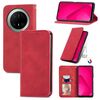 Custodia a libro magnetica in pelle con effetto pelle retrò per Huawei Mate 70 Pro+ (rossa)