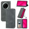 Custodia a libro magnetica in pelle con effetto pelle retrò per Huawei Mate 70 Pro+ (grigio)