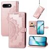 Custodia in pelle con stampa mandala floreale per Google Pixel 9a (oro rosa)
