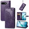 Custodia in pelle con stampa mandala e fiore per Google Pixel 9a (viola)