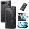 Custodia in pelle con stampa mandala floreale per Google Pixel 9a (nera)