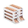 2 pezzi Organizzatore per uova da cucina a 4 strati Portauova per frigorifero Vassoio automatico a rotolamento Scatola anticaduta (bianco)