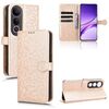 Custodia per telefono in pelle con trama a nido d'ape a pois per vivo V50 Lite 5G (oro)