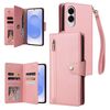 Custodia in pelle a tre ante con fibbia a rivetto per Samsung Galaxy S25 Edge 5G e 9 carte (oro rosa)
