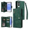 Custodia in pelle a tre ante con fibbia a rivetto per Samsung Galaxy S25 Edge 5G e 9 carte (verde)