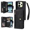 Custodia in pelle a tre pieghe con fibbia a rivetto per Redmi Note 14 4G da 164,84 mm e 9 carte (nera)