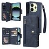 Custodia in pelle a tre pieghe con fibbia a rivetto per Redmi Note 14 4G da 164,84 mm e 9 carte (blu)