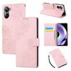 Custodia in pelle con 3 slot per carte di credito e motivo a fiori di rosa per Realme 10 Pro 5G (rosa)