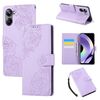 Custodia in pelle con 3 slot per carte di credito e motivo a fiori di rosa per Realme 10 Pro 5G (viola)