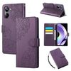 Custodia in pelle con 3 slot per carte e motivo a fiori di rosa per Realme 10 Pro 5G (viola scuro)
