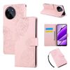 Custodia in pelle con 3 slot per carte di credito e motivo a fiori di rosa per Realme 11 4G Global (rosa)