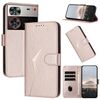Custodia in pelle con fibbia a motivo triangolare per ZTE Nubia Z60 Ultra (oro rosa)