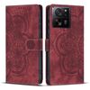Custodia per telefono in pelle smerigliata retrò con motivo mandala in rilievo per Xiaomi 13T / 13T Pro (rossa)