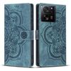 Custodia per telefono in pelle smerigliata retrò con motivo mandala in rilievo per Xiaomi 13T / 13T Pro (blu)