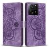 Custodia per telefono in pelle smerigliata retrò con motivo mandala in rilievo per Xiaomi 13T / 13T Pro (viola)