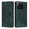 Custodia per telefono in pelle smerigliata retrò con motivo mandala in rilievo per Xiaomi 13T / 13T Pro (verde)