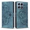 Custodia per telefono in pelle smerigliata retrò con motivo mandala in rilievo per Xiaomi 14T Pro (blu)