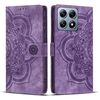 Custodia per telefono in pelle smerigliata retrò con motivo mandala in rilievo per Xiaomi 14T Pro (viola)