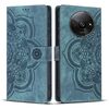 Custodia per telefono in pelle smerigliata retrò con motivo mandala in rilievo per Redmi A3 / Poco C61 4G (blu)