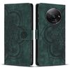 Custodia per telefono in pelle smerigliata retrò con motivo mandala in rilievo per Redmi A3 / Poco C61 4G (verde)