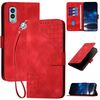 Custodia a libro in pelle con motivo a farfalla in rilievo per Kyocera Android One S10 / S9 con cordino (rosso)