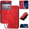 Custodia a libro in pelle con motivo a farfalla in rilievo per Kyocera Basio 3 Grid con cordino (rosso)
