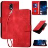 Custodia a libro in pelle con motivo a farfalla in rilievo per Kyocera DIGNO BX (rosso)