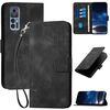 Custodia a libro in pelle con motivo a farfalla in rilievo per TCL 30 5G / 30+ con cordino (nero)