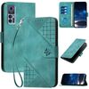 Custodia a libro in pelle con motivo a farfalla in rilievo per TCL 30 5G / 30+ con cordino (azzurro chiaro)