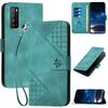 Custodia a libro in pelle con motivo a farfalla in rilievo per TCL 30 XL (blu chiaro)