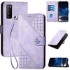 Custodia a libro in pelle con motivo a farfalla in rilievo per TCL 30 XL (viola chiaro)
