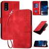 Custodia a libro in pelle con motivo a farfalla in rilievo per TCL 30T con cordino (rosso)