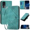 Custodia in pelle con motivo a farfalla in rilievo per TCL 40 XE / 40 NxtPaper 5G con cordino (azzurro chiaro)