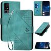 Custodia a libro in pelle con motivo a farfalla in rilievo per TCL 40 R 5G con cordino (azzurro chiaro)