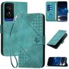 Custodia a libro in pelle con motivo a farfalla in rilievo per TCL 50 5G / 50 XE / 50 XE NXTpaper Grid con cordino (azzurro chiaro)