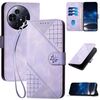 Custodia a libro in pelle con motivo a farfalla in rilievo per TCL 50 Pro NxtPaper con cordino (viola chiaro)