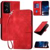 Custodia in pelle con motivo a farfalla in rilievo per TCL 50 SE / 40 NxtPaper 4G con cordino (rosso)