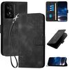 Custodia in pelle con motivo a farfalla in rilievo per TCL 50 SE / 40 NxtPaper 4G con cordino (nero)