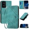 Custodia in pelle con motivo a farfalla in rilievo per TCL 50 SE / 40 NxtPaper 4G con cordino (azzurro chiaro)