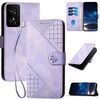 Custodia in pelle con motivo a farfalla in rilievo per TCL 50 SE / 40 NxtPaper 4G con cordino (viola chiaro)