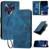 Custodia in pelle con motivo a farfalla in rilievo per TCL 50 XL 5G / 50 XL NxtPaper con cordino (blu scuro)