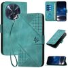 Custodia in pelle con motivo a farfalla in rilievo per TCL 50 XL 5G / 50 XL NxtPaper con cordino (azzurro chiaro)