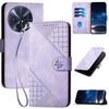Custodia a libro in pelle con motivo a farfalla in rilievo per TCL 50 XL 5G / 50 XL NxtPaper con cordino (viola chiaro)