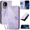 Custodia a libro in pelle con motivo a farfalla in rilievo per ZTE Blade A35 Lite con cordino (viola chiaro)