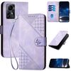 Custodia a libro in pelle con motivo a farfalla in rilievo per ZTE Blade V41 Smart Grid con cordino (viola chiaro)