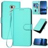 Custodia per telefono in pelle con fibbia in fibra di carbonio e cordino per Kyocera Basio 4 / Kantan Sumaho 2 A001KC YX0070 (blu chiaro)