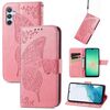 Custodia in pelle goffrata con motivo a farfalla e fiori per Samsung Galaxy A26 (rosa)